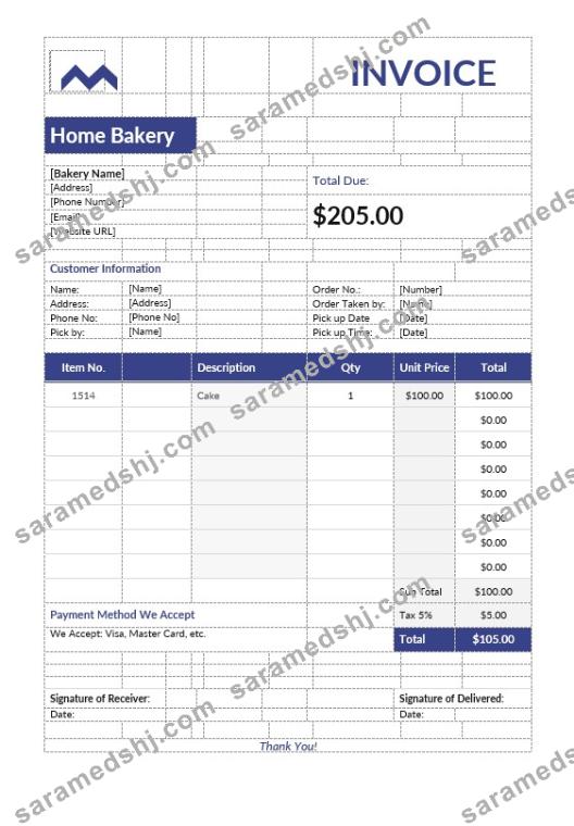 Home Bakery Invoice Template